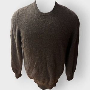 Brooks Brothers 3 Ply Italian 100% Cashmere Crew Neck Brown Sweater Sz L